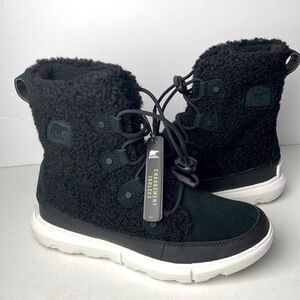 NEW Sorel Explorer Youth Black Ankle Boots